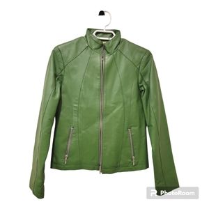 90' Vintage Real Leather Jacket in GREEN Color- Brand New! MANY SIZES
